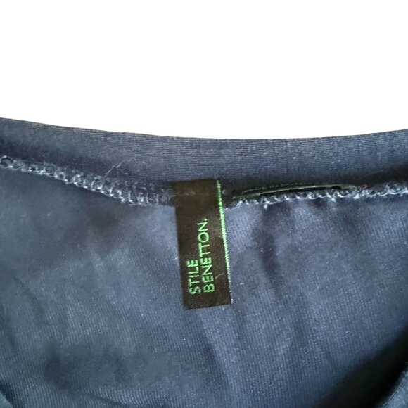 Stile Benetton Blue Cinched Waist Long Sleeve Mini Dress Women's Small - Picture 3 of 6